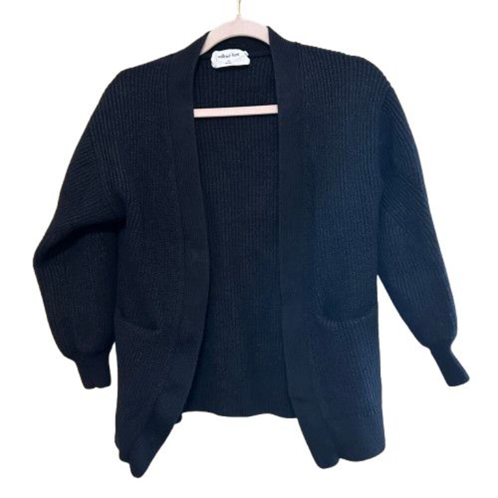 Wilfred Free 100% Merino Wool Chunky Cardigan Sweater Womens XXS Black